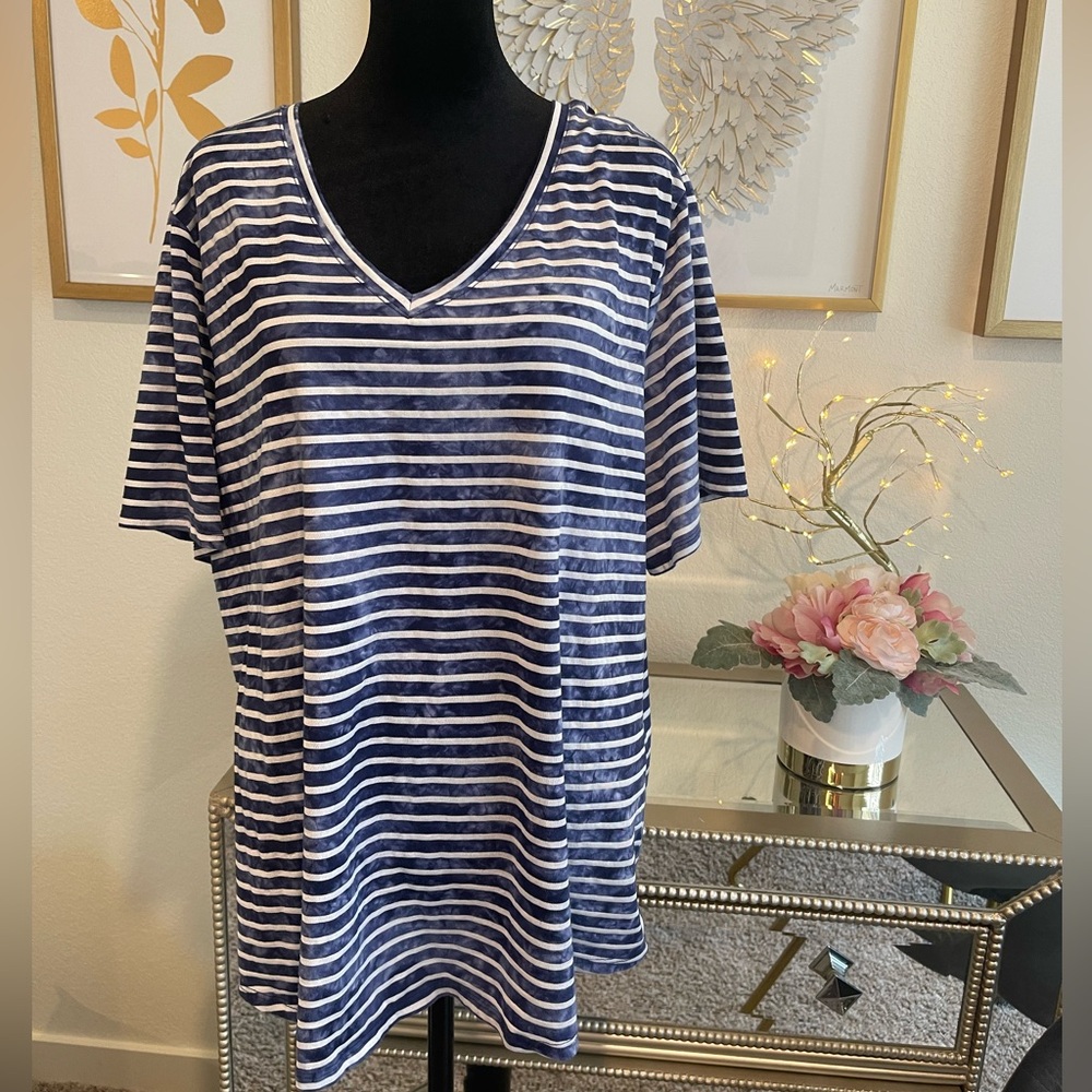 NWOT  Terra & sky | Tie dye short sleeve striped tee